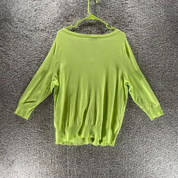 Lane Bryant Sweater Womens 14/16 Green Button Up Cardigan‎ Preppy Plus Casual - Picture 10 of 11